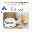 3-in-1 Interactive Cat Toy with Butterfly, Ambush Feather, Track Balls, Smart Sensor & USB