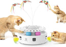 3-in-1 Automatic Interactive Cat Toy with Fluttering Butterfly, Moving Feather & Track Balls