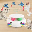 3-in-1 Interactive Cat Toy with Butterfly, Ambush Feather, Track Balls, Smart Sensor & USB