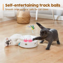 3-in-1 Automatic Interactive Cat Toy with Fluttering Butterfly, Moving Feather & Track Balls