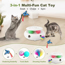 3-in-1 Interactive Cat Toy with Butterfly, Ambush Feather, Track Balls, Smart Sensor & USB