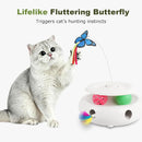 3-in-1 Interactive Cat Toy with Butterfly, Ambush Feather, Track Balls, Smart Sensor & USB