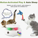 3-in-1 Interactive Cat Toy with Butterfly, Ambush Feather, Track Balls, Smart Sensor & USB